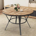Modern Round Wood Dining Table, Light Brown/Black