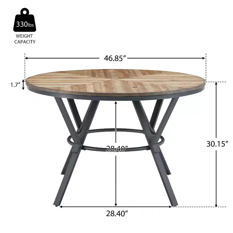 Modern Round Wood Dining Table, Light Brown/Black