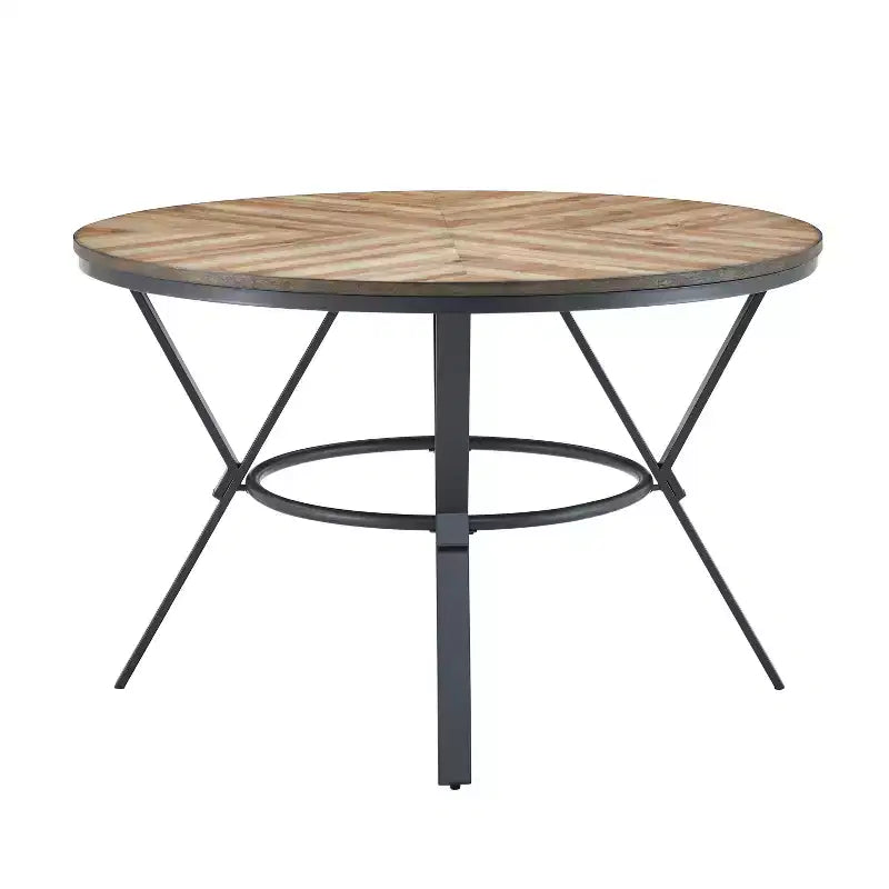 Modern Round Wood Dining Table, Light Brown/Black
