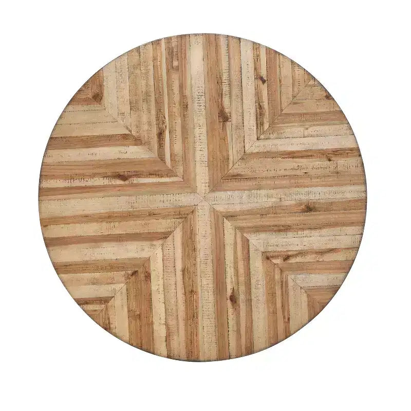 Modern Round Wood Dining Table, Light Brown/Black