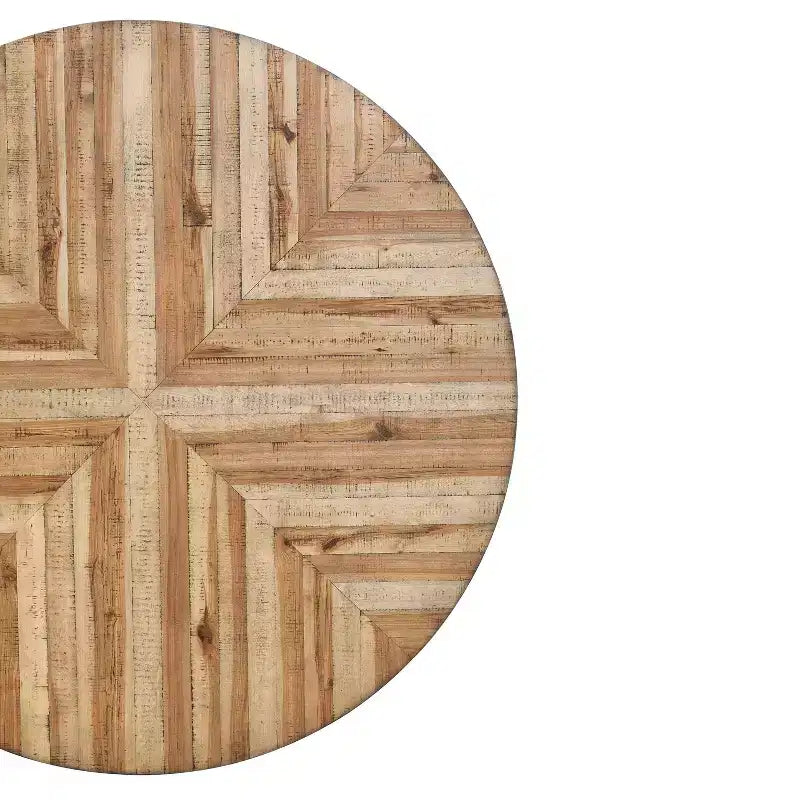 Modern Round Wood Dining Table, Light Brown/Black