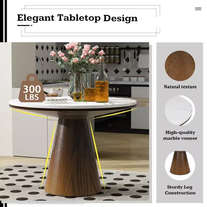 Retro Wood Top Frustum Pedestal Dining Table