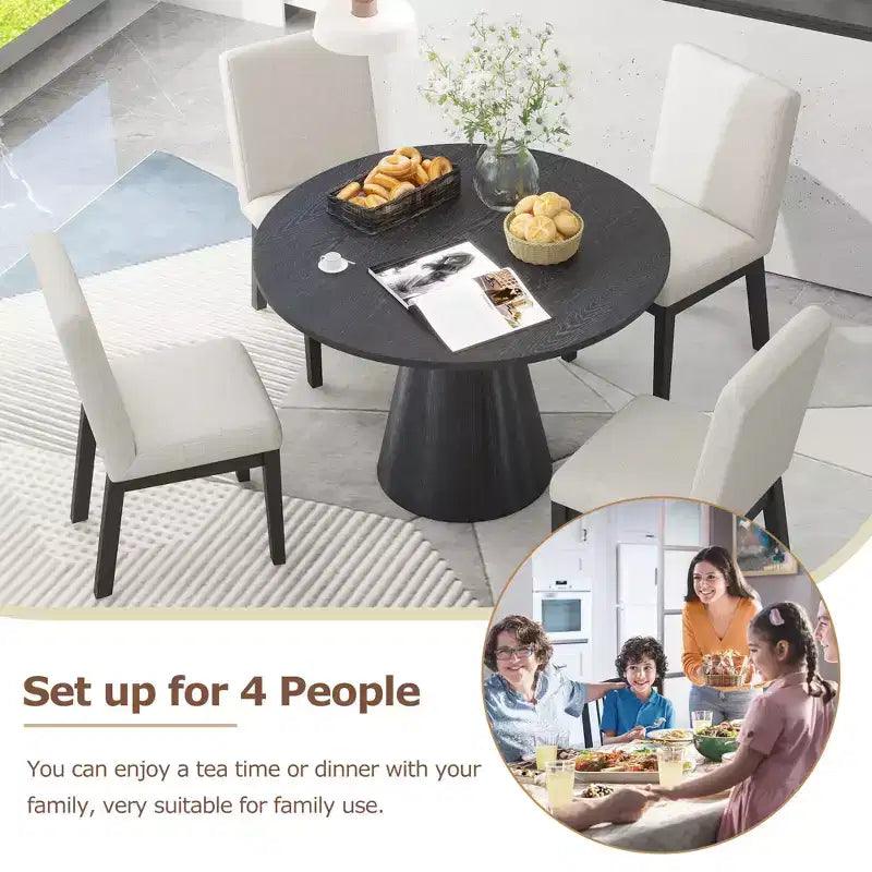 Retro Wood Top Frustum Pedestal Dining Table