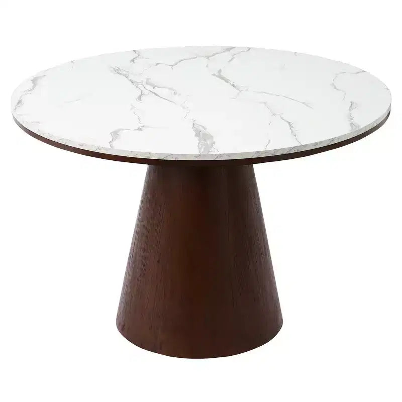 Retro Wood Top Frustum Pedestal Dining Table