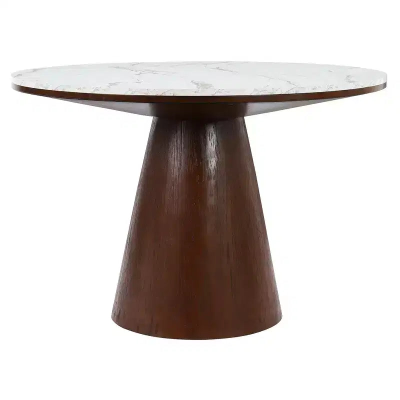 Retro Wood Top Frustum Pedestal Dining Table