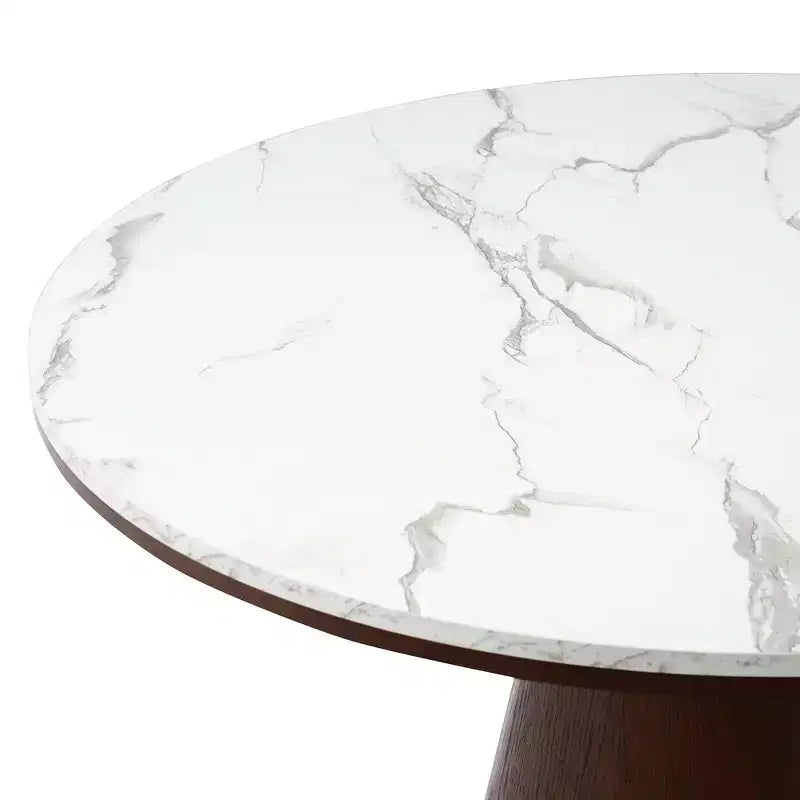 Retro Wood Top Frustum Pedestal Dining Table