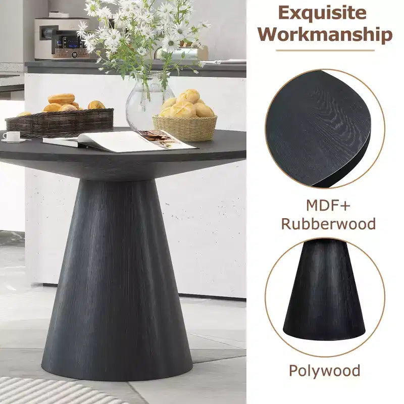Retro Wood Top Frustum Pedestal Dining Table