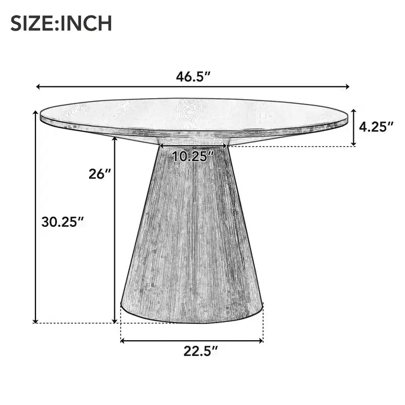Retro Wood Top Frustum Pedestal Dining Table