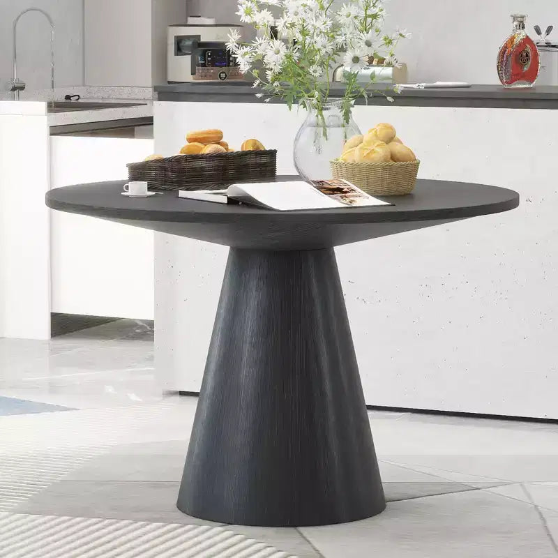 Whisen Retro Wood Top Frustum Pedestal Dining Table