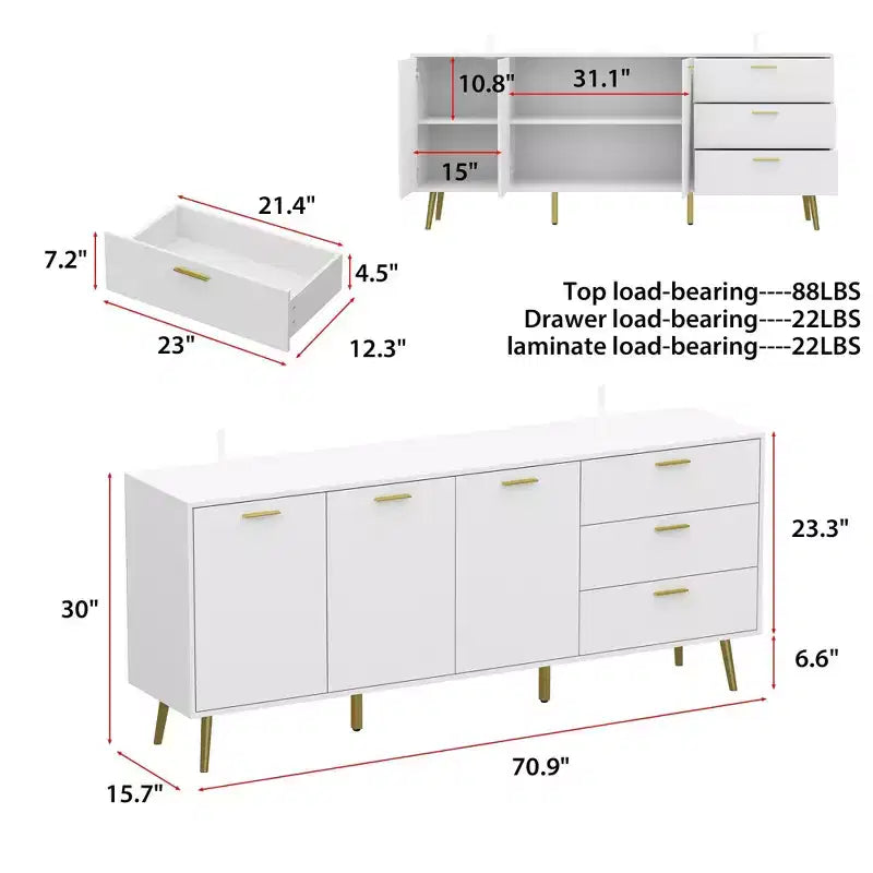 Modern White Dresser with Drawers