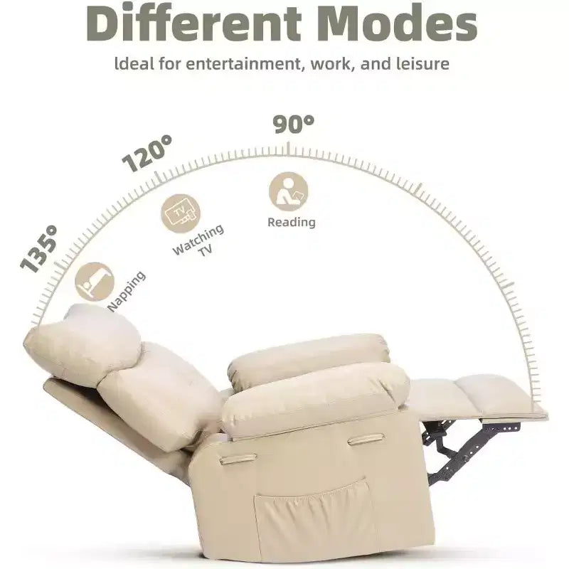 Oversized Recliner Chair with Heat and Massage - 360 Swivel Manual Rocking Chair with Remote Control