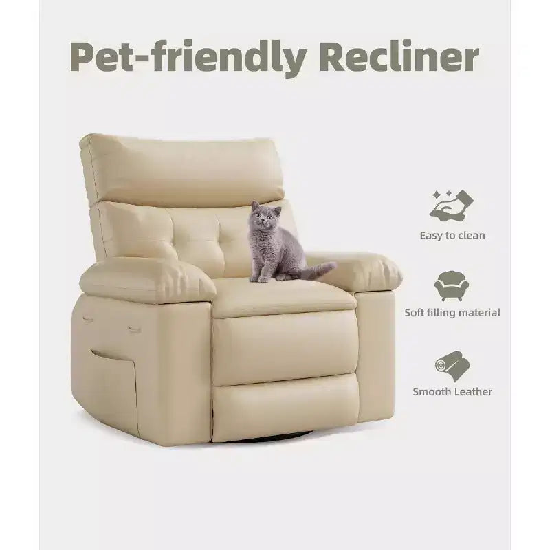 Oversized Recliner Chair with Heat and Massage - 360 Swivel Manual Rocking Chair with Remote Control