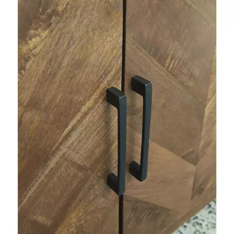 Contemporary Accent Cabinet with 4 Chevron Pattern Doors, Brown