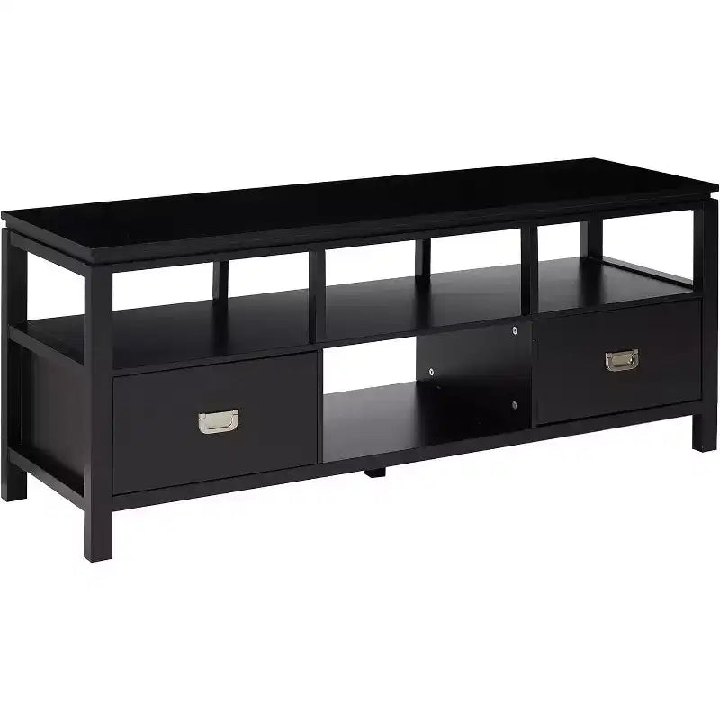 Kings Brand Furniture 54 Black Finish Wood TV Stand Entertainment Center with Storage