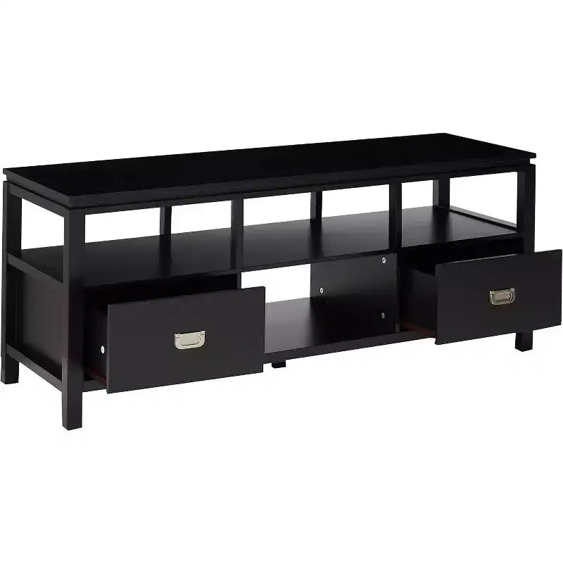 54" Black Wood TV Stand Entertainment Center with Storage