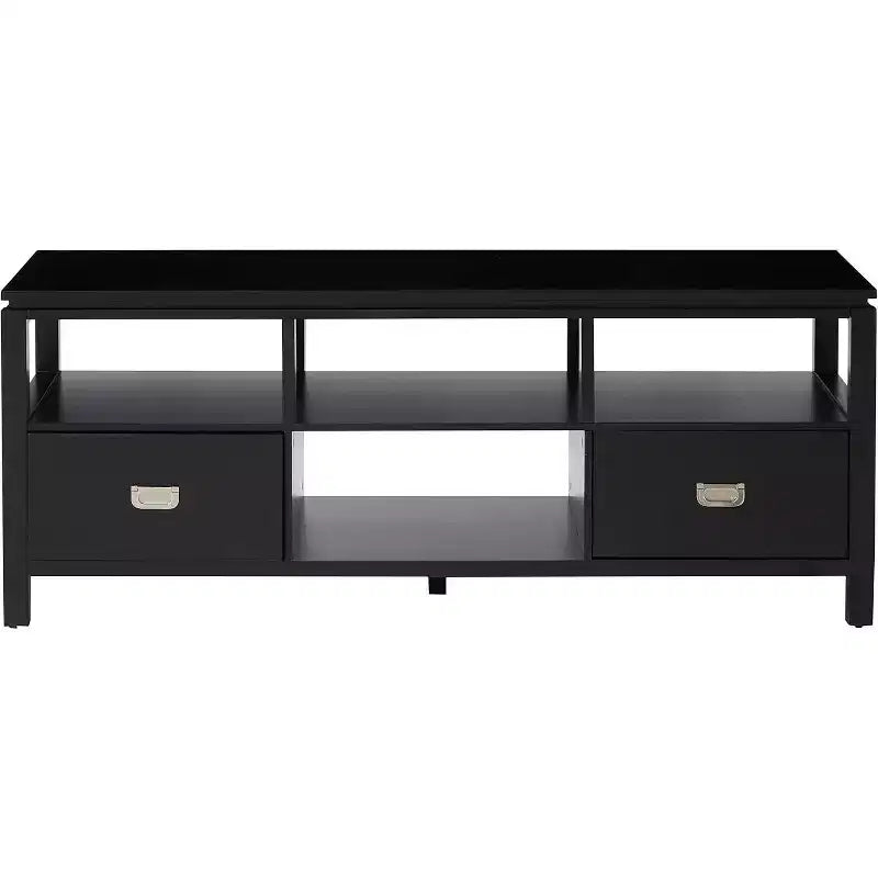 54" Black Wood TV Stand Entertainment Center with Storage