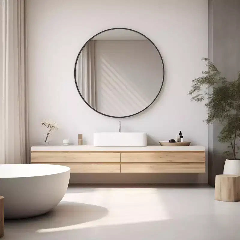 30 InchCircular Wall Mirror, Hanging Mirror for Above Sink, Bathroom Hanging Mirror