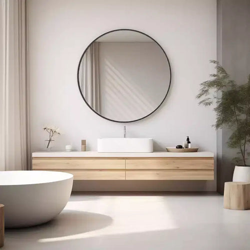 30 InchCircular Wall Mirror, Hanging Mirror for Above Sink, Bathroom Hanging Mirror