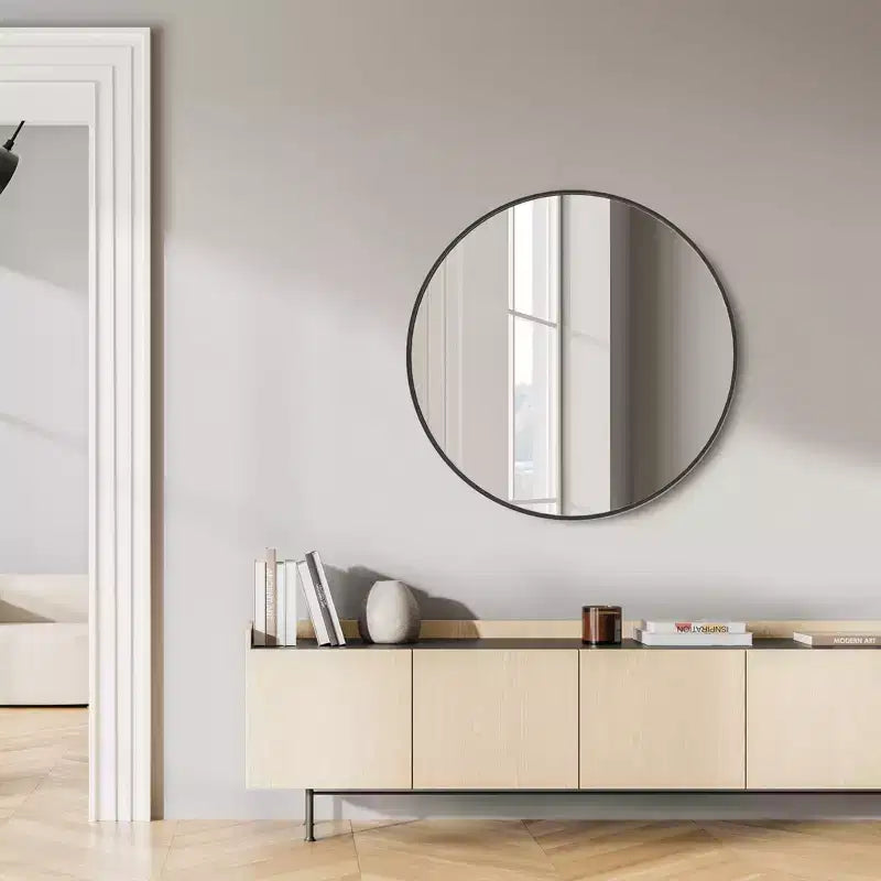 30-Inch Circular Wall Mirror, Hanging Mirror for Bathroom & Above Sink