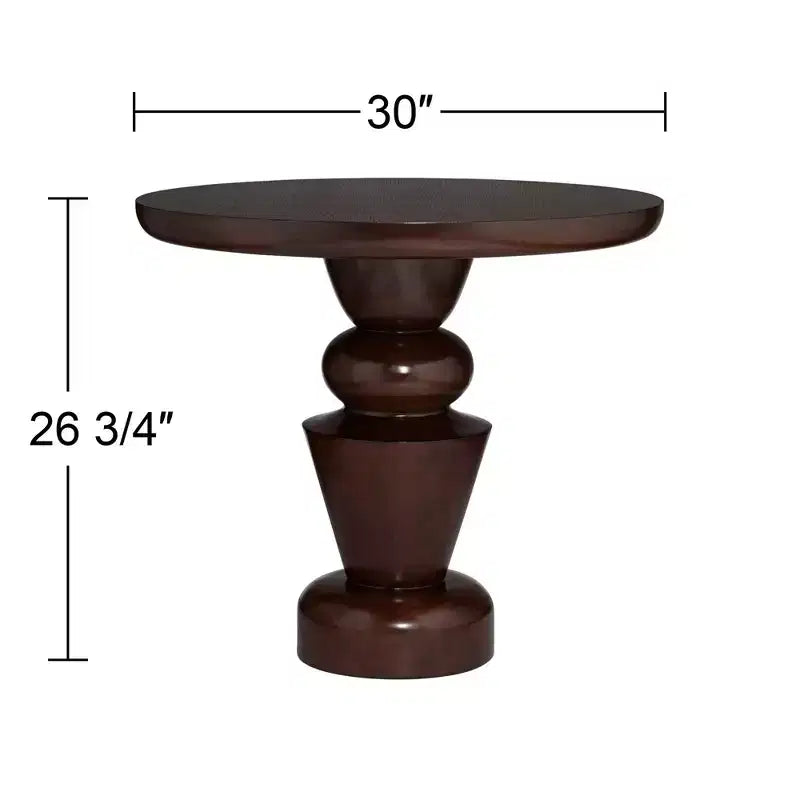 30" Round Oak Veneer Pedestal Table