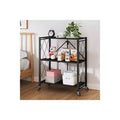 Foldable Storage Shelf with Wheels - Metal Collapsible Shelving Unit, Rolling Cart for Books & Kitchen