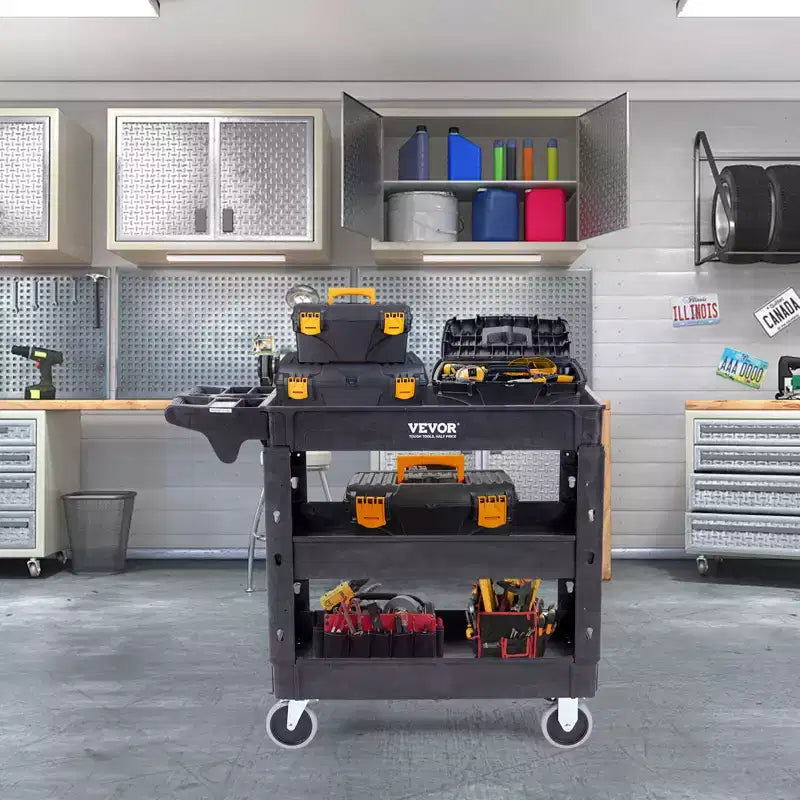 3-Shelf 550LBS Heavy Duty Rolling Utility Cart with 360° Swivel Wheels