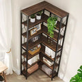 Lantine 78.7-Inch 7-Tier Corner Shelf, Tall Industrial Bookcase and Display Shelf with Storage for Living Room, Bedroom, Home Office, Brown