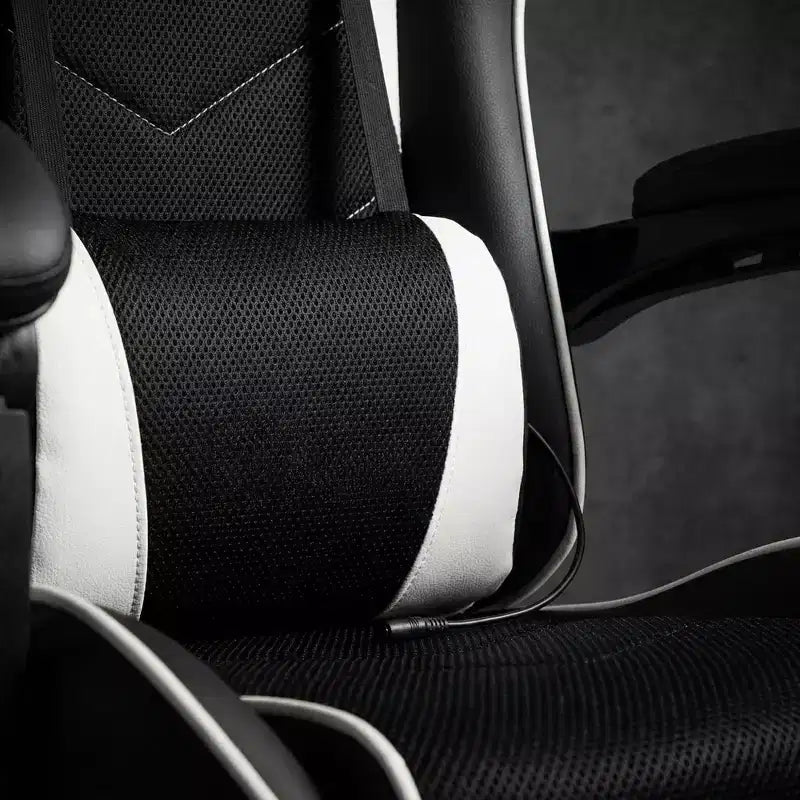 Racing Style Gaming Chair, Ergonomic E-sports Chair with Massage, PU Leather, High-Density Molded Foam, Comfortable & Safe, White