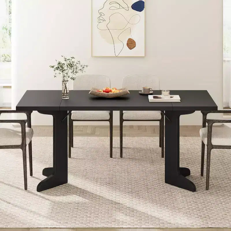 71-Inch Rectangle Dining Table for 6 to 8 People, Farmhouse Wood Dining Table with Sturdy Legs