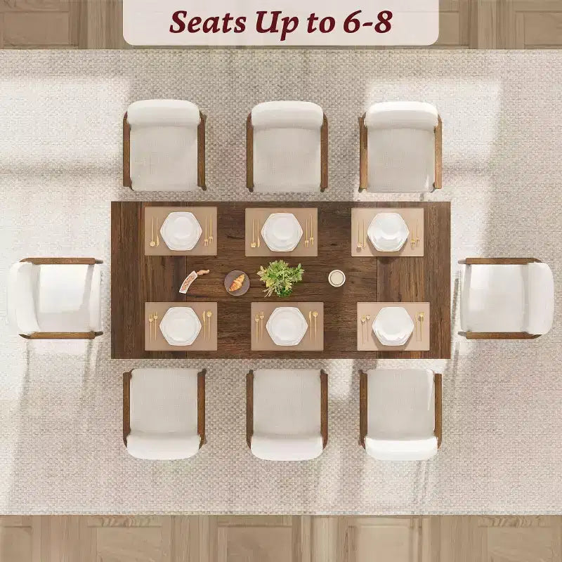 71-Inch Rectangle Dining Table for 6 to 8 People, Farmhouse Wood Dining Table with Sturdy Legs