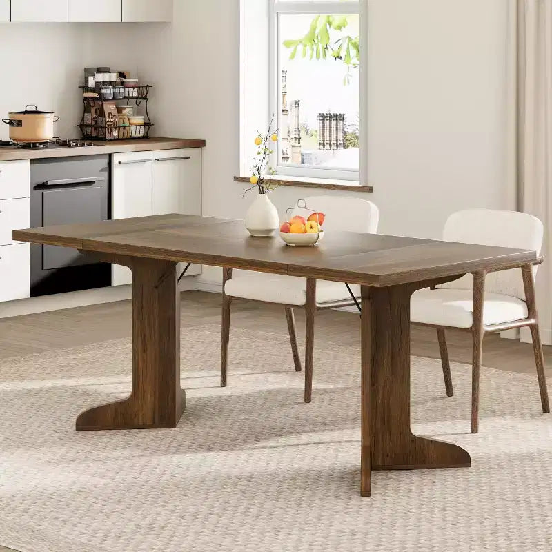 71-Inch Rectangle Dining Table for 6 to 8 People, Farmhouse Wood Dining Table with Sturdy Legs