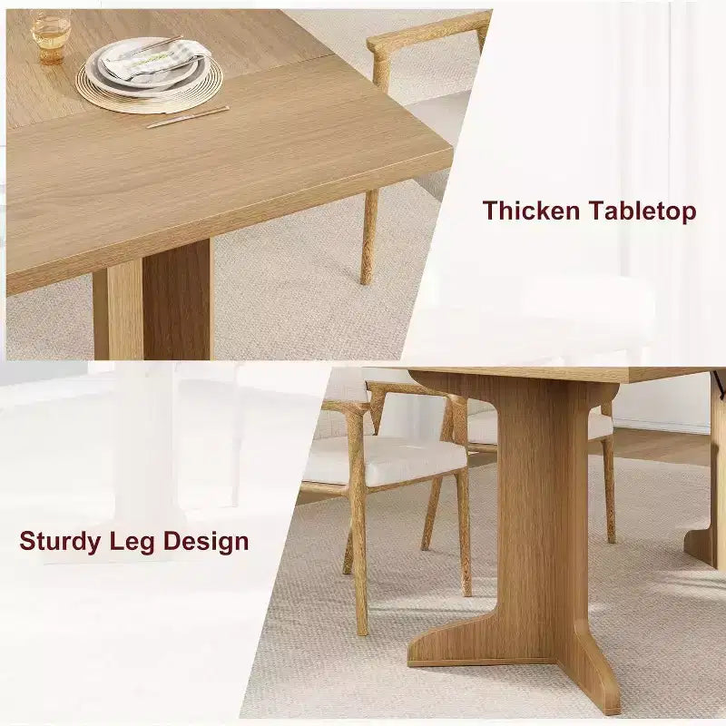 71-Inch Rectangle Dining Table for 6 to 8 People, Farmhouse Wood Dining Table with Sturdy Legs