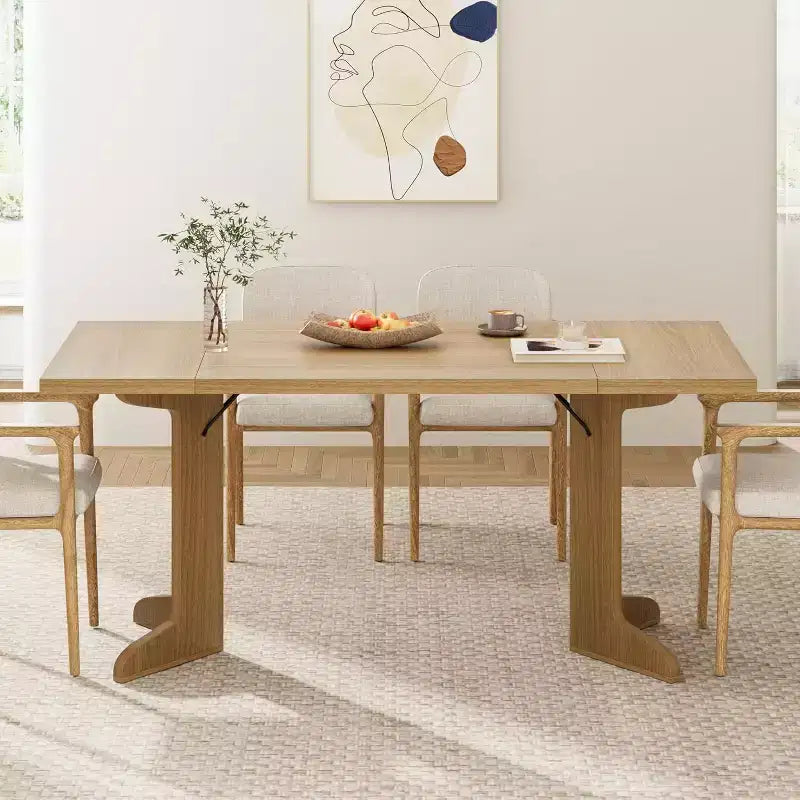71-Inch Rectangle Dining Table for 6 to 8 People, Farmhouse Wood Dining Table with Sturdy Legs