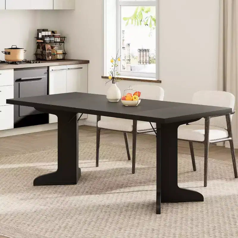 71-Inch Rectangle Dining Table for 6 to 8 People, Farmhouse Wood Dining Table with Sturdy Legs