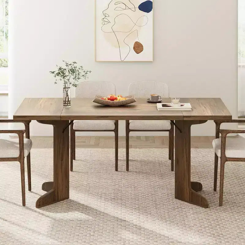 71-Inch Rectangle Dining Table for 6 to 8 People, Farmhouse Wood Dining Table with Sturdy Legs