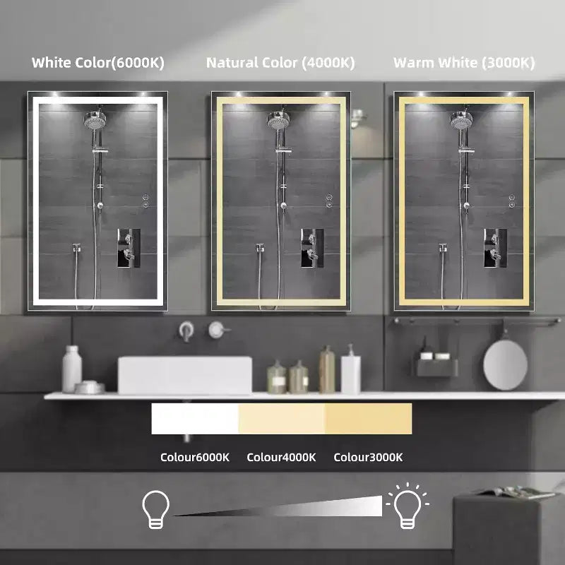 Large Dimmable LED Vanity Mirror with Front & Backlight – Anti-Fog, 3 Color Temps, Wall Mount