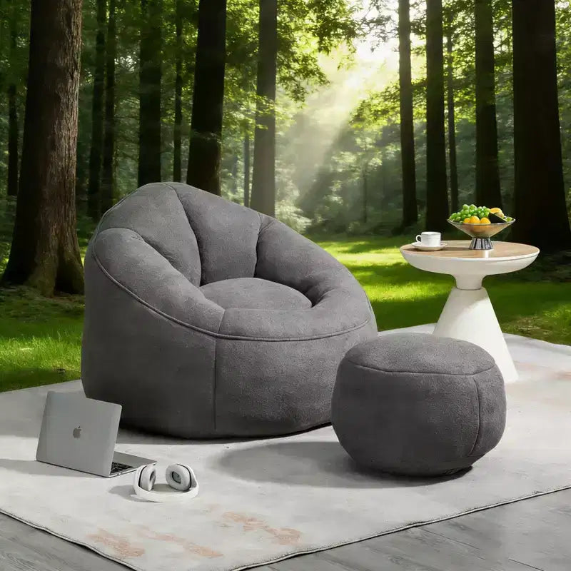 Bean Bag Sofa Chair with High Pressure Foam and Footrest