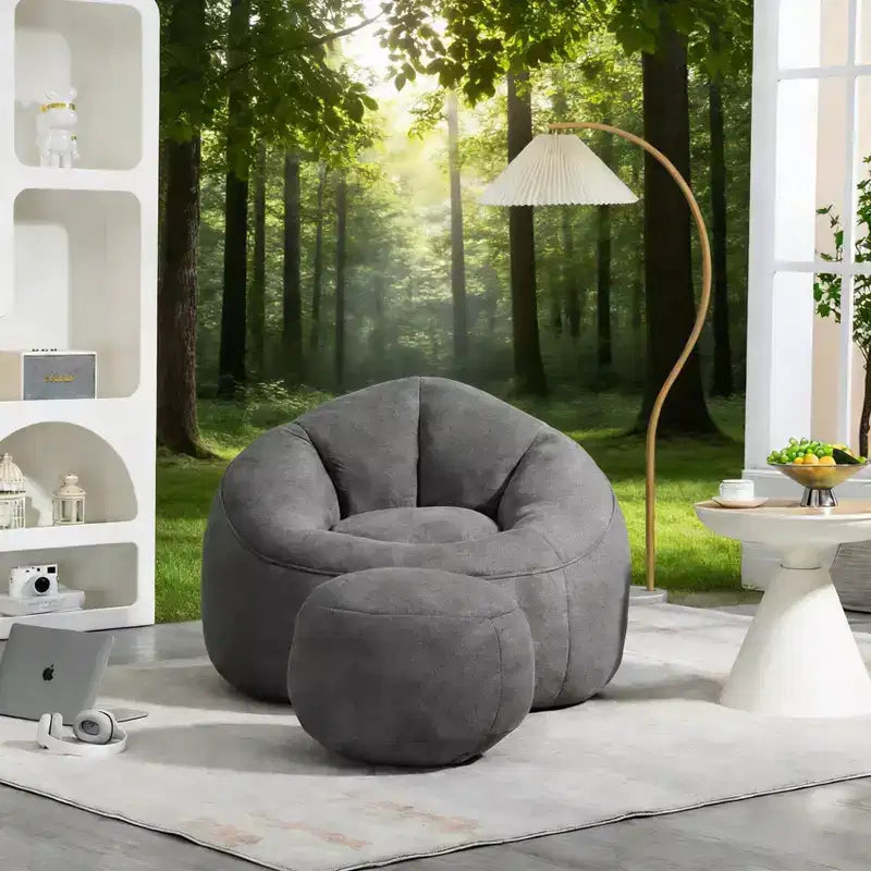 Bean Bag Sofa Chair with High Pressure Foam and Footrest