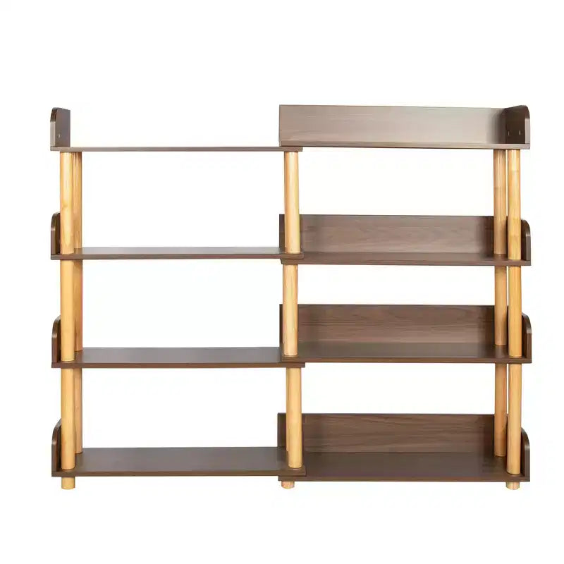 Modern Wooden 4-Tier Retractable and Rotatable Corner Book Shelf