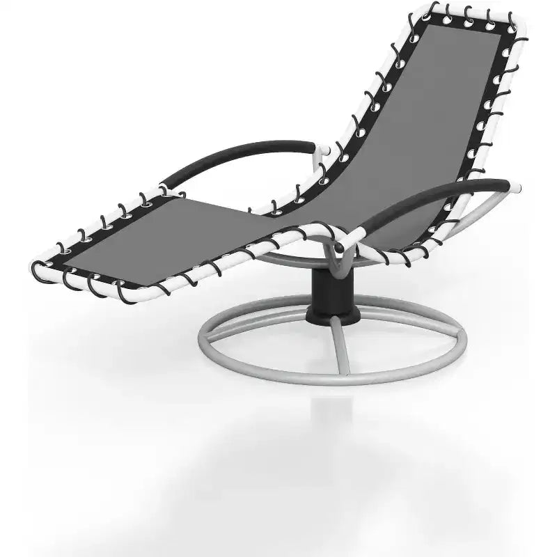 360 Rotating Patio Lounge Chair  Heavy-Duty Iron Outdoor Recliner  Weather-Resistant, Quick-Dry Textilene  Ergonomic S-Shaped