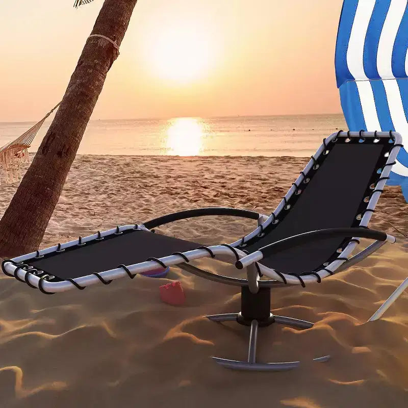 360 Rotating Patio Lounge Chair – Heavy-Duty Iron Outdoor Recliner, Weather-Resistant Ergonomic S-Shaped