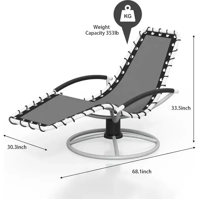 360 Rotating Patio Lounge Chair – Heavy-Duty Iron Outdoor Recliner, Weather-Resistant Ergonomic S-Shaped