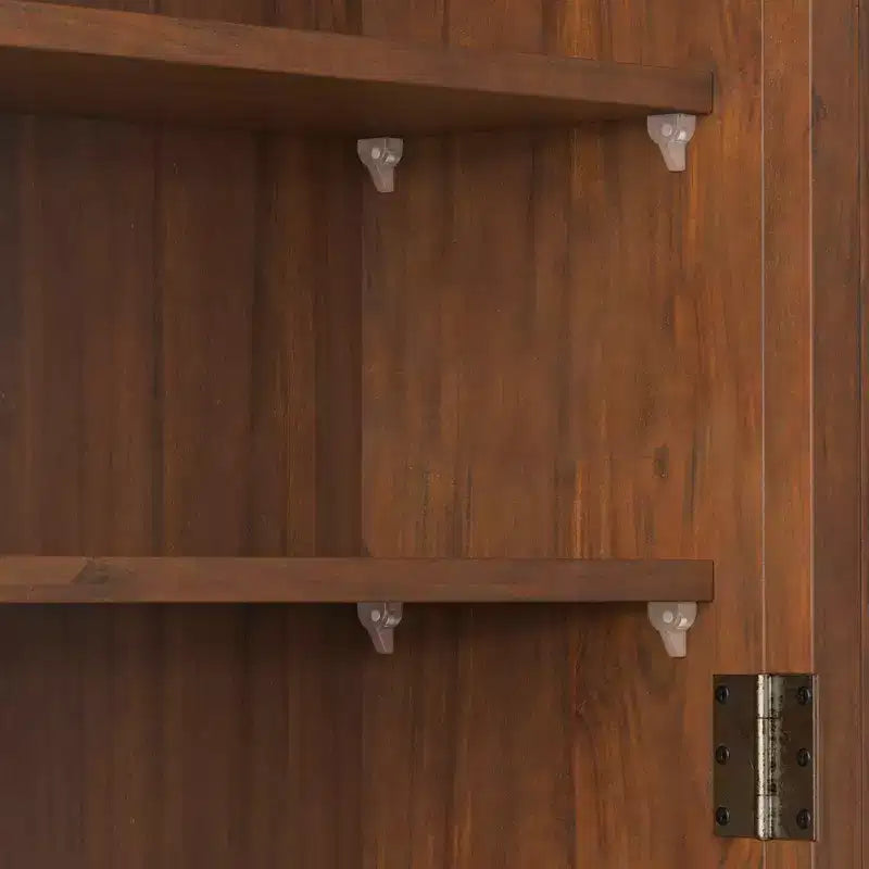 24.8" Double Glass Door Vintage Kitchen & Dining Cabinet with 3-Tier Towel Rack, Brown