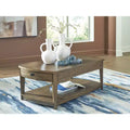 Signature Design by Ashley Burkbyer Rectangular Coffee Table with Storage Drawers and Shelf, Brown