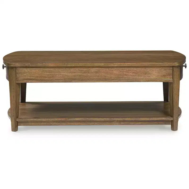Rectangular Coffee Table with Storage Drawers and Shelf, Brown