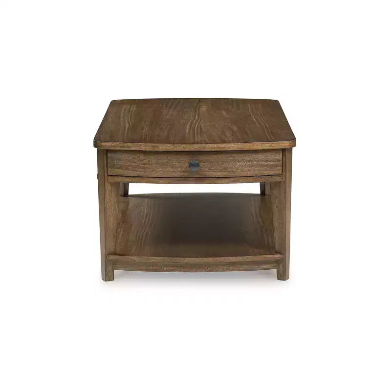 Rectangular Coffee Table with Storage Drawers and Shelf, Brown