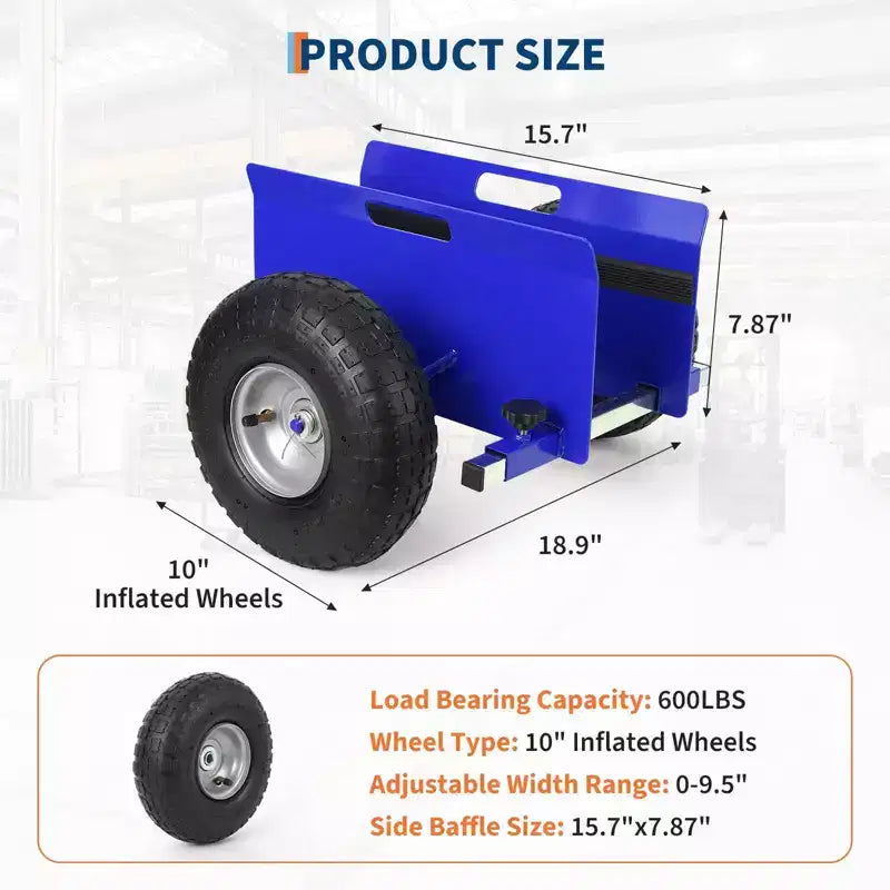 Panel Dolly 600 LBS Capacity with Adjustable Clamp, 10-Inch Inflatable Tires, All-Terrain Mover