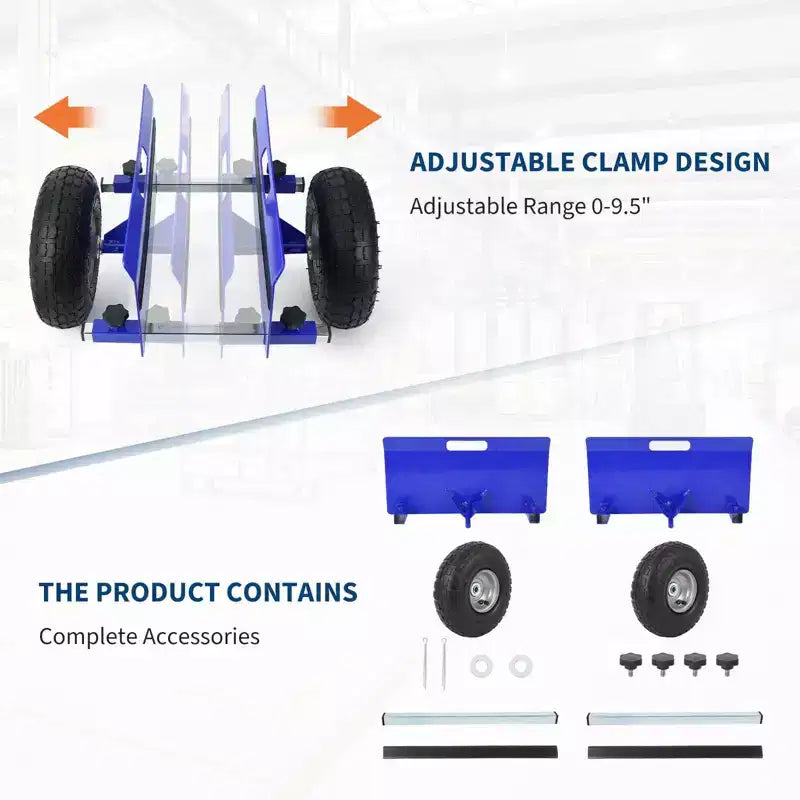 Panel Dolly 600 LBS Capacity with Adjustable Clamp, 10-Inch Inflatable Tires, All-Terrain Mover
