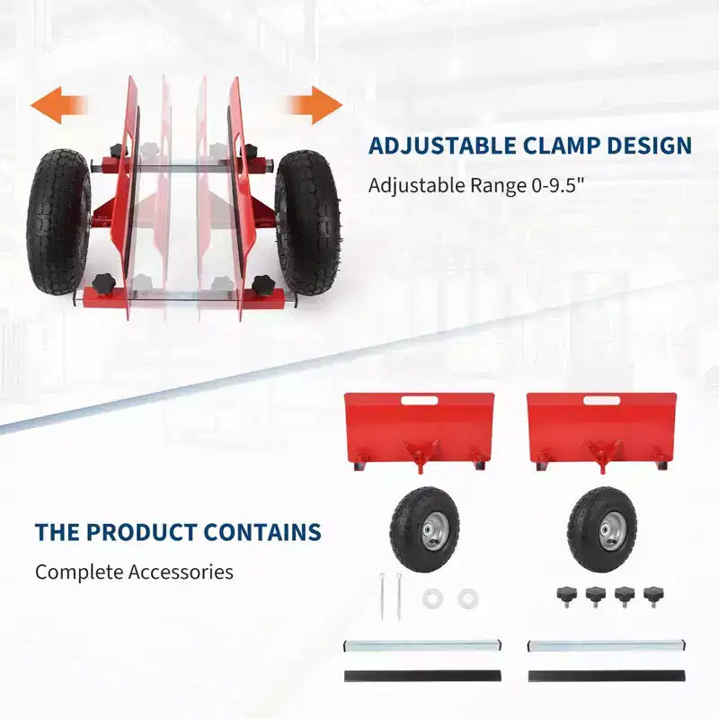 Panel Dolly 600 LBS Capacity with Adjustable Clamp, 10-Inch Inflatable Tires, All-Terrain Mover