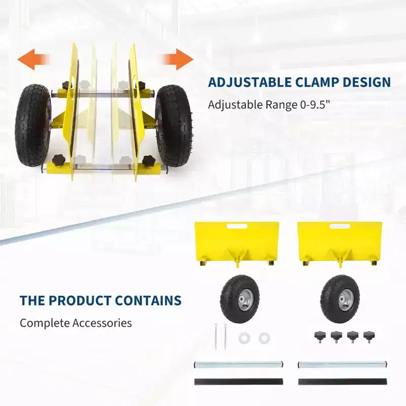 Panel Dolly 600 LBS Capacity with Adjustable Clamp, 10-Inch Inflatable Tires, All-Terrain Mover